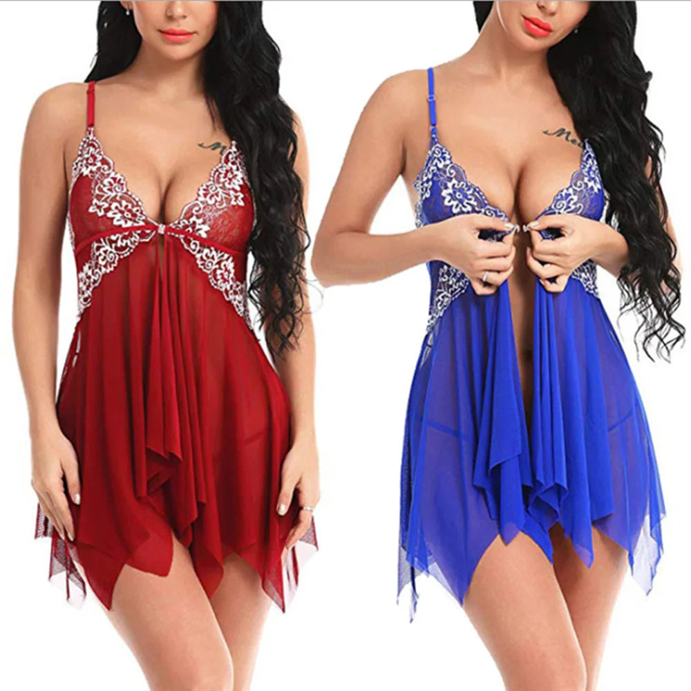 New Sexy Red Lingerie Transparan Summer Sexy Women'S Ladies Bride Robes Backless Robe Satin Silk Lace Night Wear Gown Sleepwear