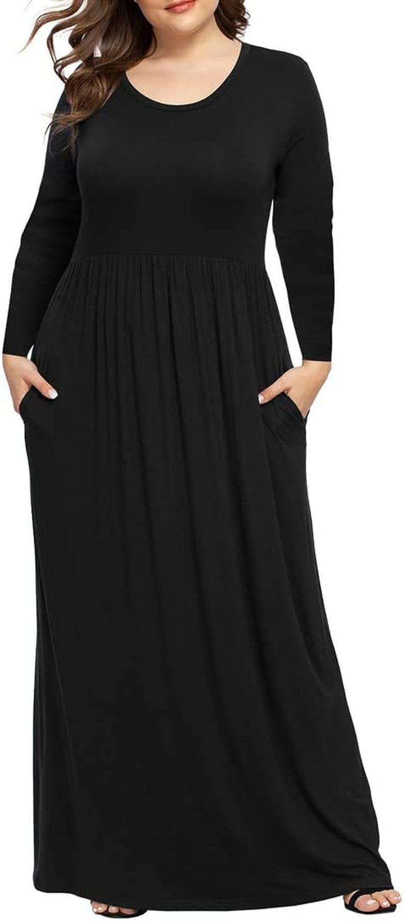 2022 Women Spring Casual XL-6XL plus Size Maxi Dress Soft with Pockets